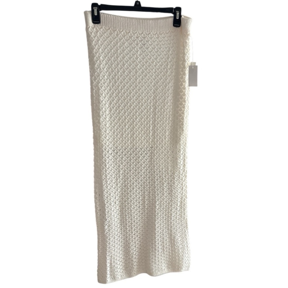 OLIVE + OAK Ivory Crochet Knit Maxi Skirt‎